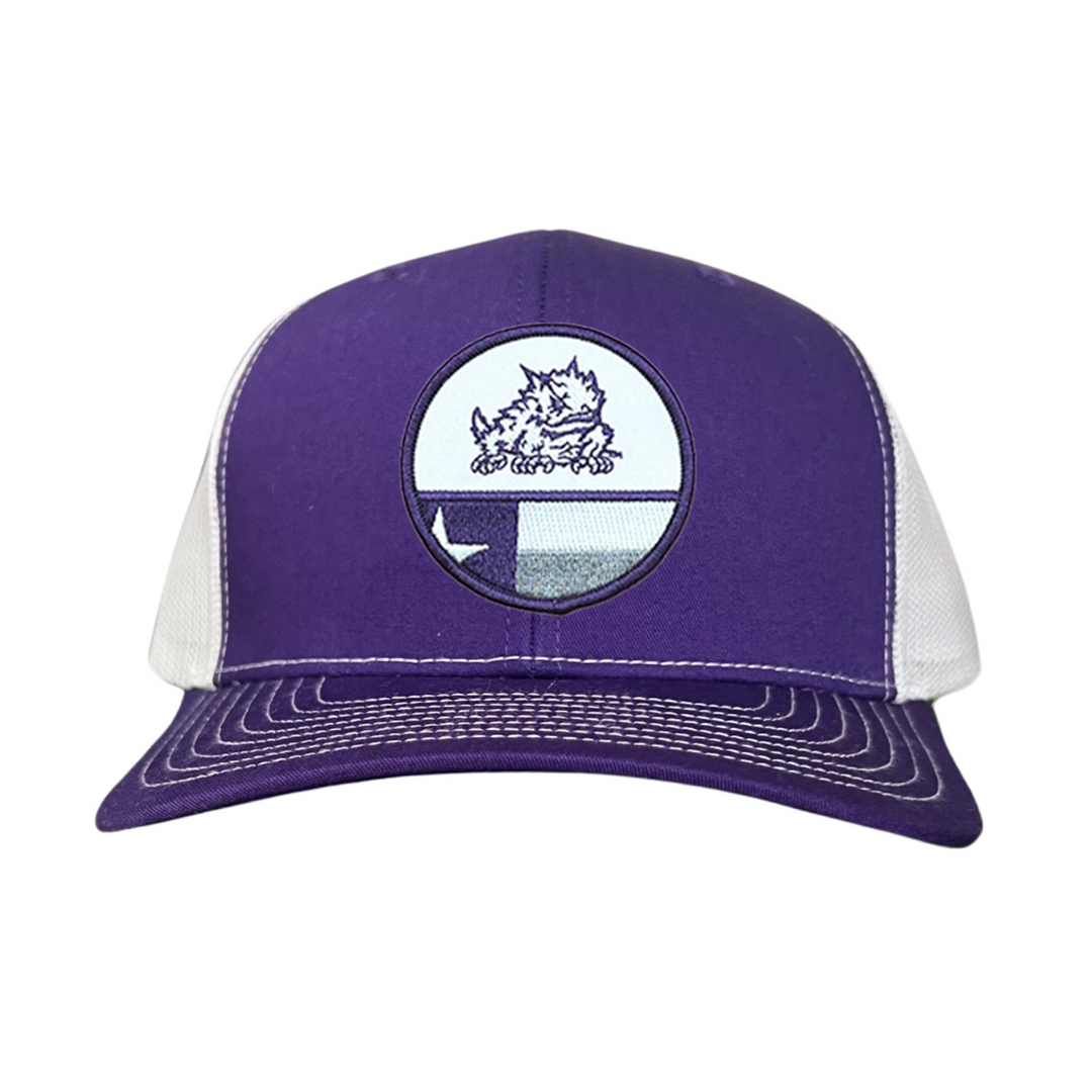 TCU Circle Horned Frog w/h State Flag / Hats / TCU034 / 248 / MM