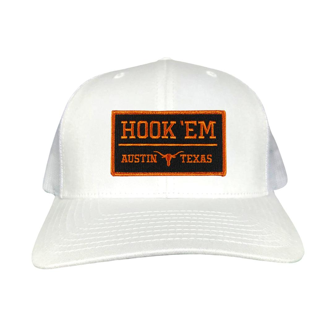 Texas Longhorns HOOK'EM Austin Texas Rectangle / Black - Burnt Orange Patch / Hats / 110 / UT9097b