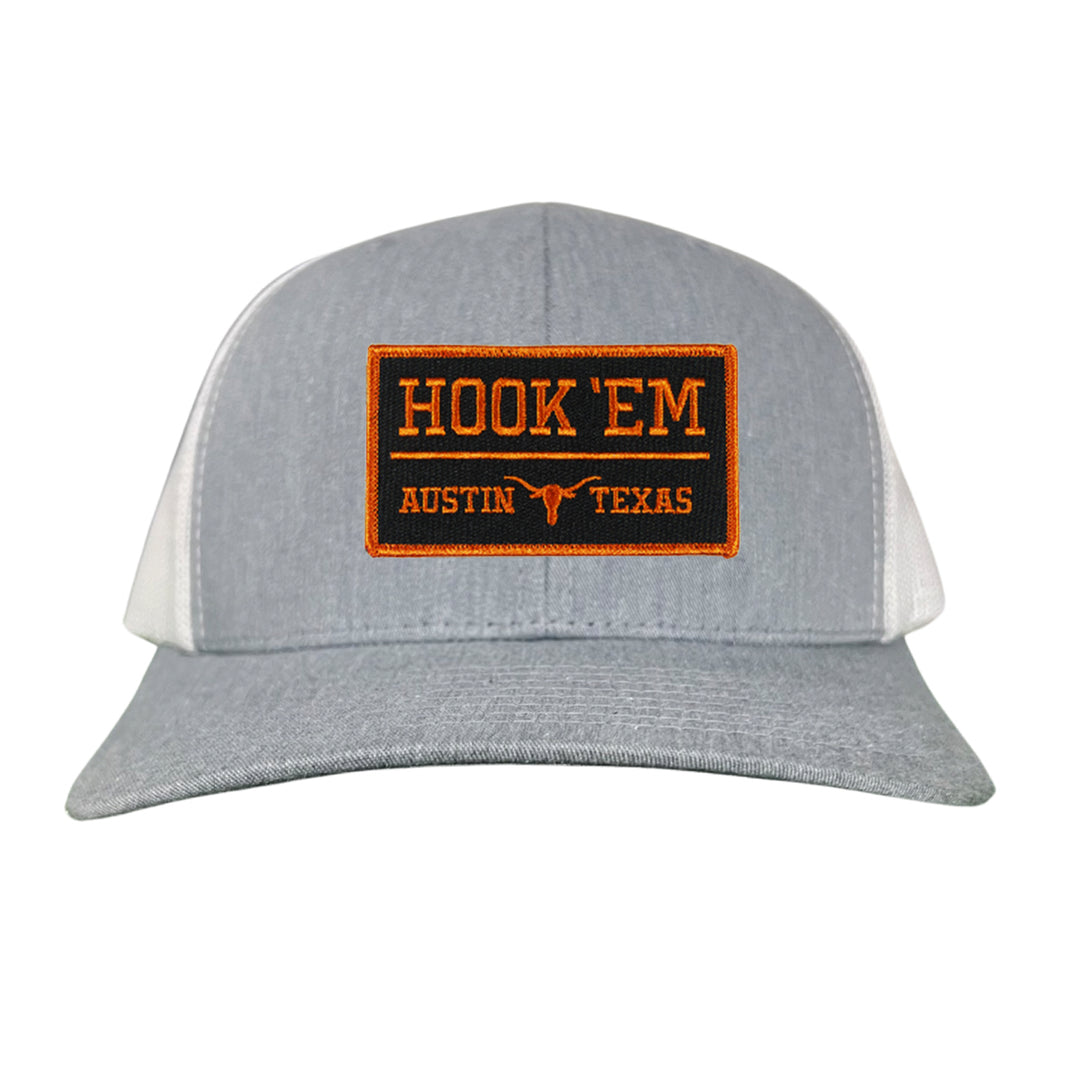 Texas Longhorns HOOK'EM Austin Texas Rectangle / Black - Burnt Orange Patch / Hats / 110 / UT9097b