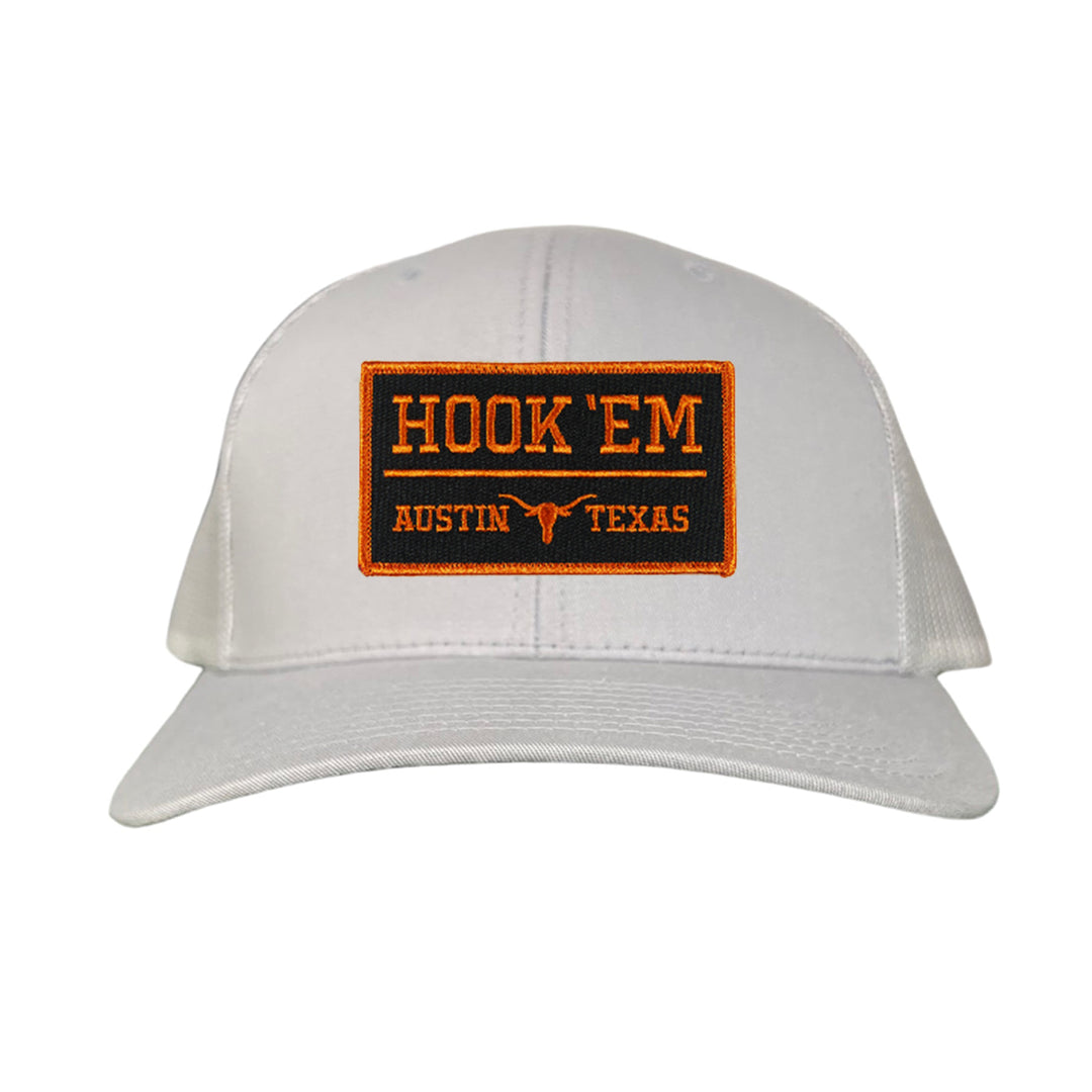 Texas Longhorns HOOK'EM Austin Texas Rectangle / Black - Burnt Orange Patch / Hats / 110 / UT9097b