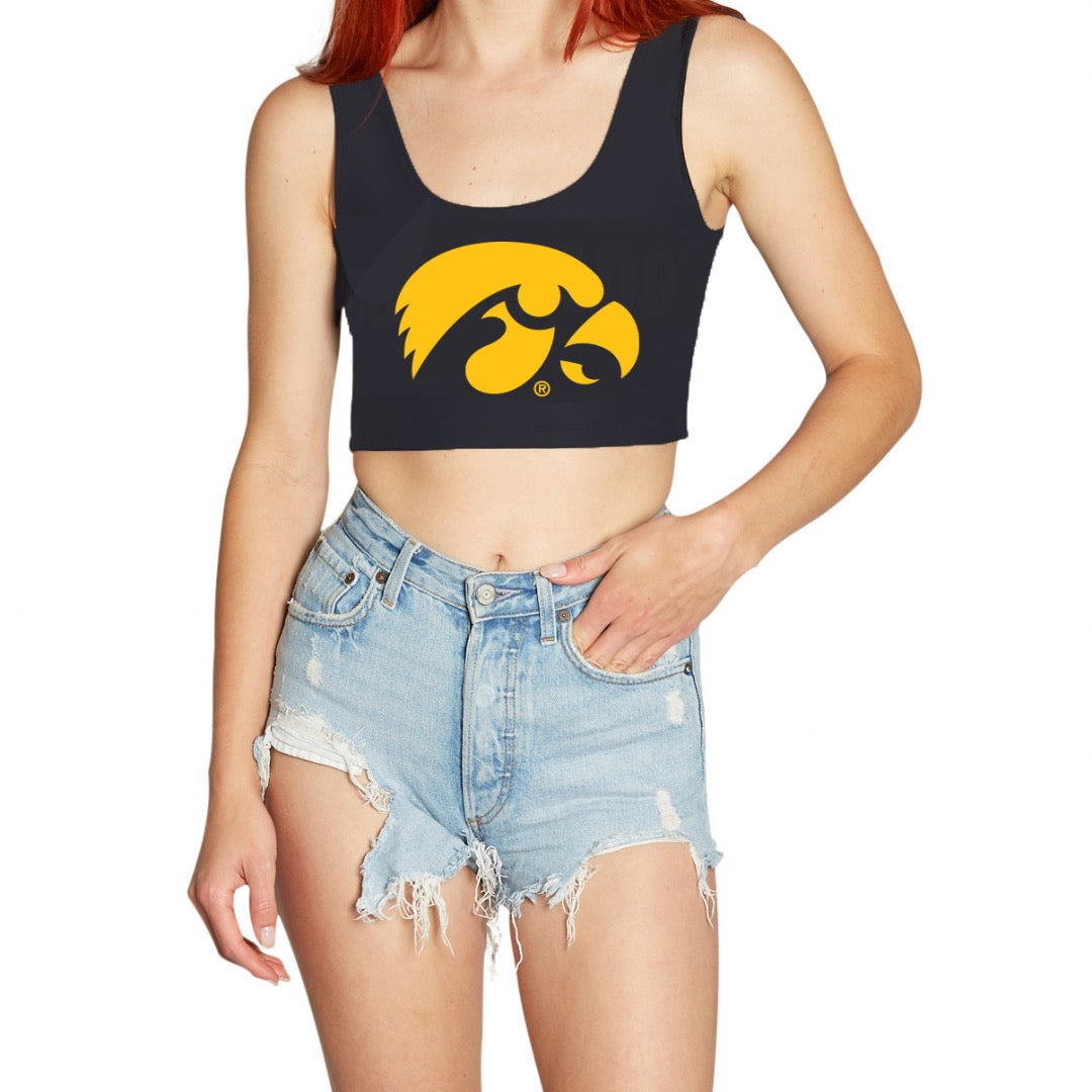 Iowa Hawkeyes Black Crop Tank Top