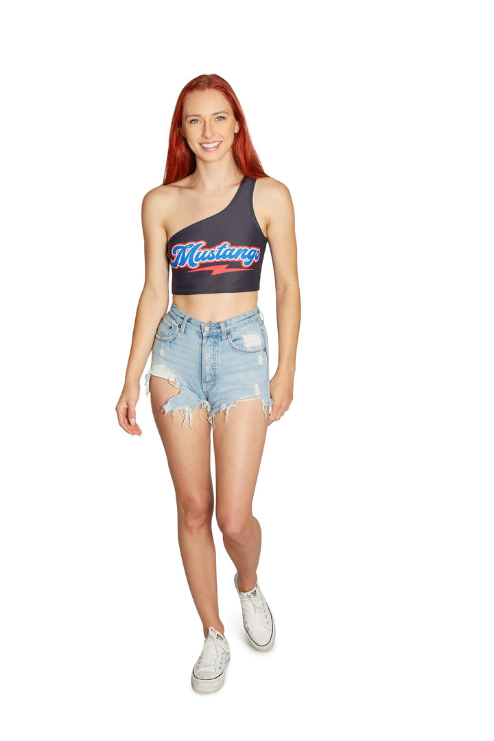 SMU Mustangs Lightning One Shoulder Top