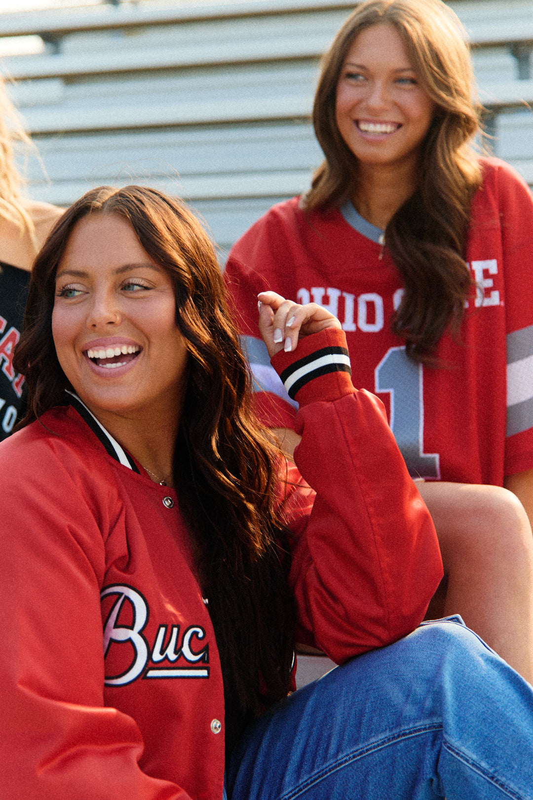 Ohio State OSU Buckeyes Satin Letterman Bomber Jacket