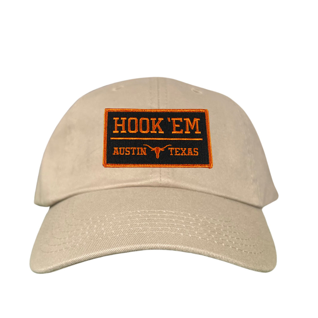 Texas Longhorns HOOK'EM Austin Texas Rectangle / Black - Burnt Orange Patch / Hats / 110 / UT9097b