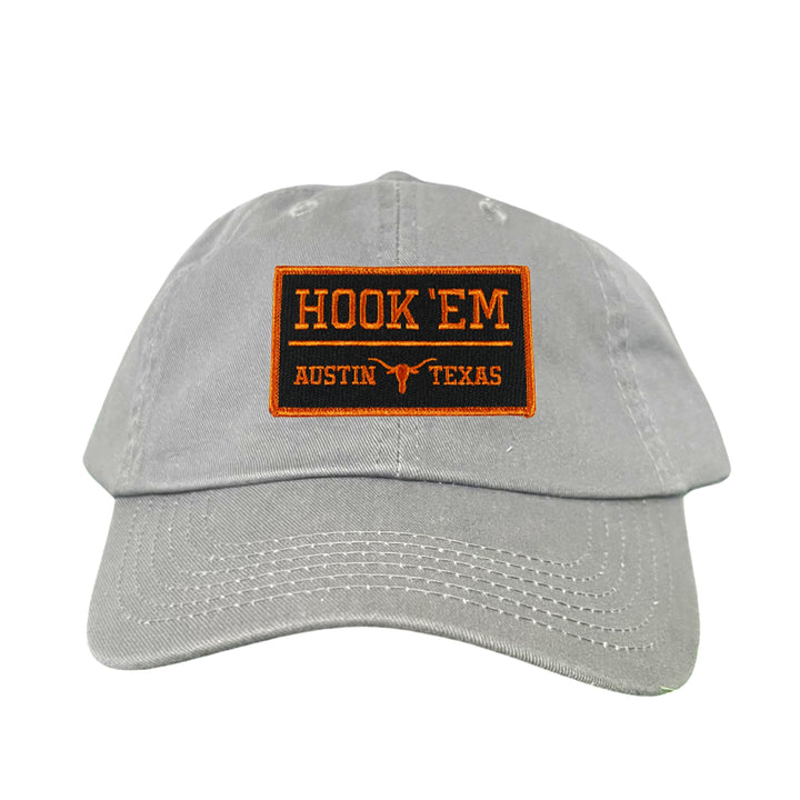 Texas Longhorns HOOK'EM Austin Texas Rectangle / Black - Burnt Orange Patch / Hats / 110 / UT9097b