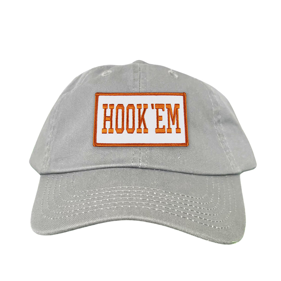 Texas Longhorns HOOK'EM / White - Burnt Orange Rectangle Patch / Hats / 112 / UT9096