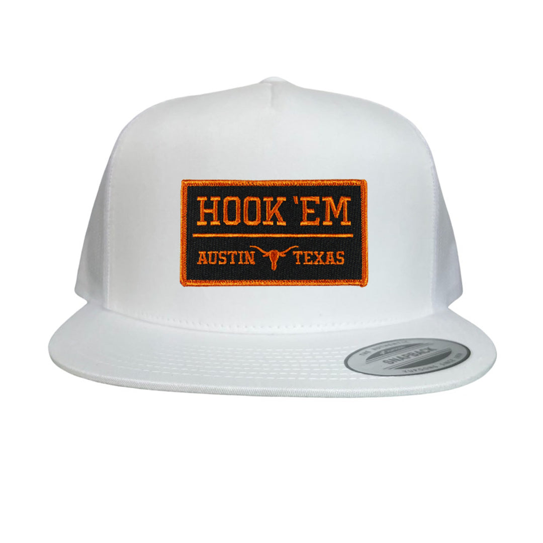 Texas Longhorns HOOK'EM Austin Texas Rectangle / Black - Burnt Orange Patch / Hats / 110 / UT9097b