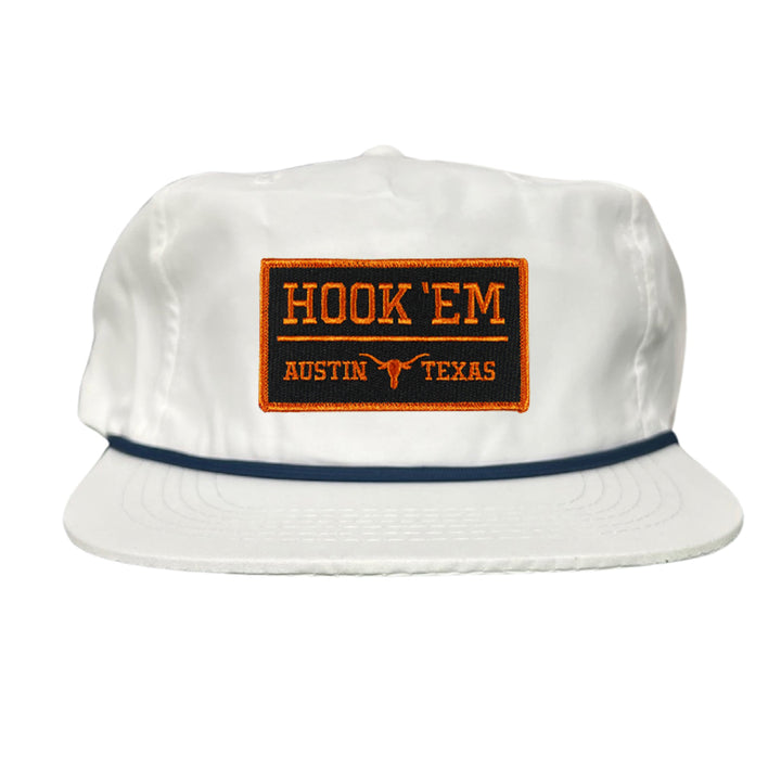 Texas Longhorns HOOK'EM Austin Texas Rectangle / Black - Burnt Orange Patch / Hats / 110 / UT9097b