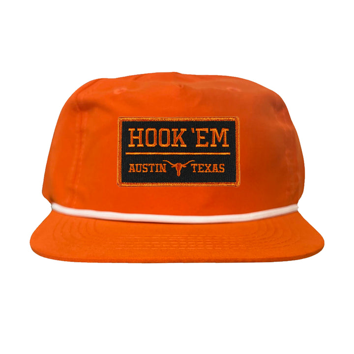 Texas Longhorns HOOK'EM Austin Texas Rectangle / Black - Burnt Orange Patch / Hats / 110 / UT9097b