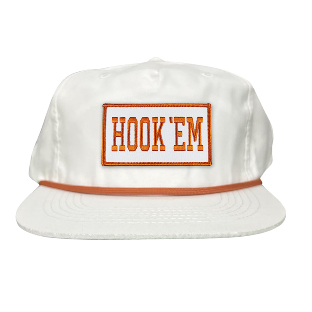 Texas Longhorns HOOK'EM / White - Burnt Orange Rectangle Patch / Hats / 112 / UT9096