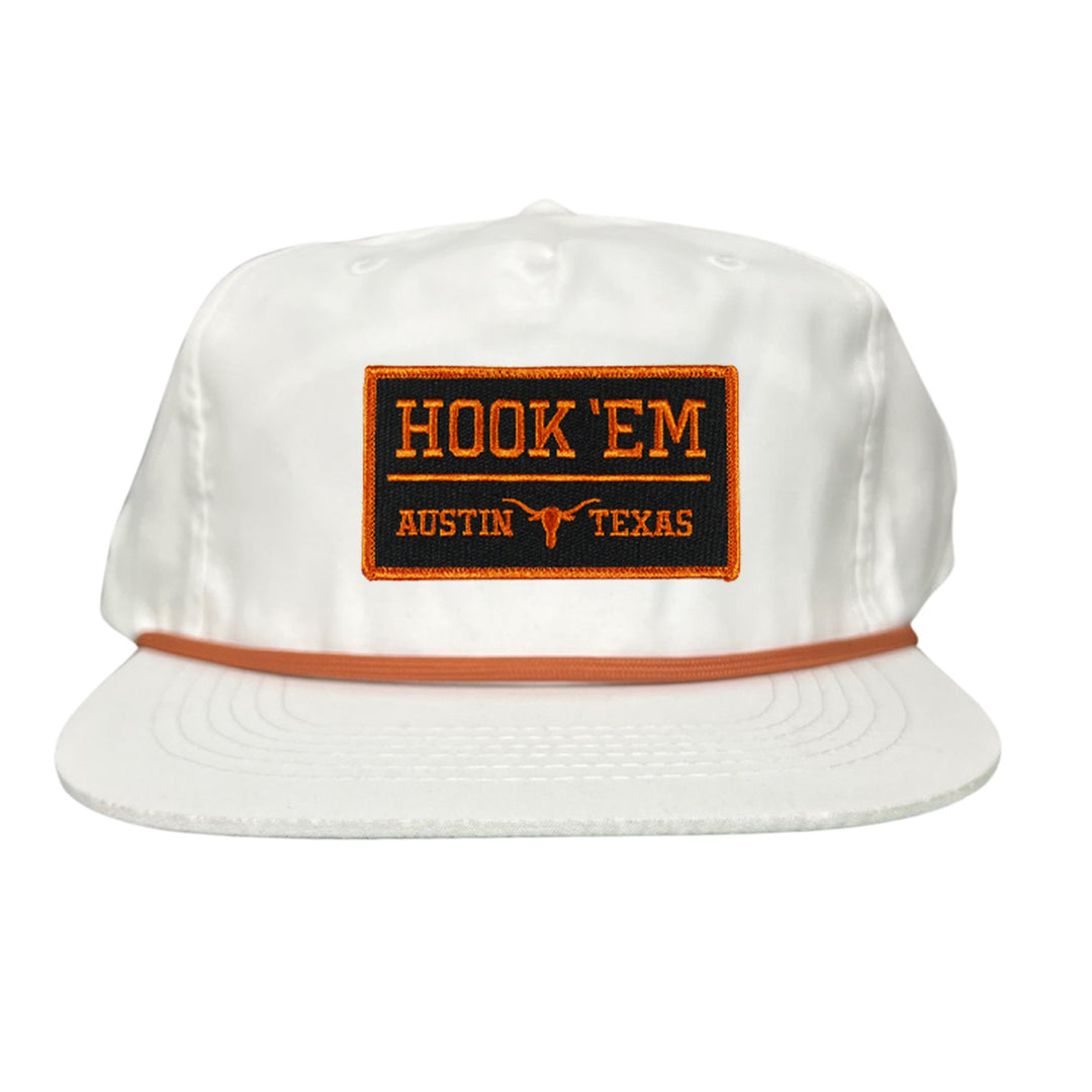 Texas Longhorns HOOK'EM Austin Texas Rectangle / Black - Burnt Orange Patch / Hats / 110 / UT9097b