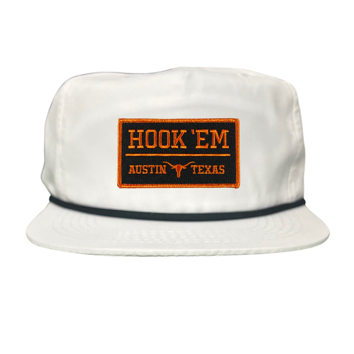 Texas Longhorns HOOK'EM Austin Texas Rectangle / Black - Burnt Orange Patch / Hats / 110 / UT9097b