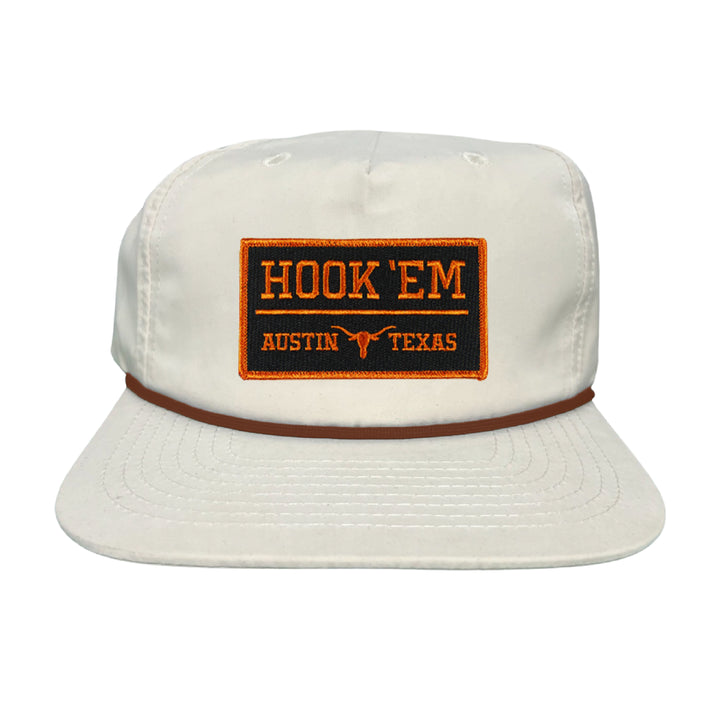 Texas Longhorns HOOK'EM Austin Texas Rectangle / Black - Burnt Orange Patch / Hats / 110 / UT9097b