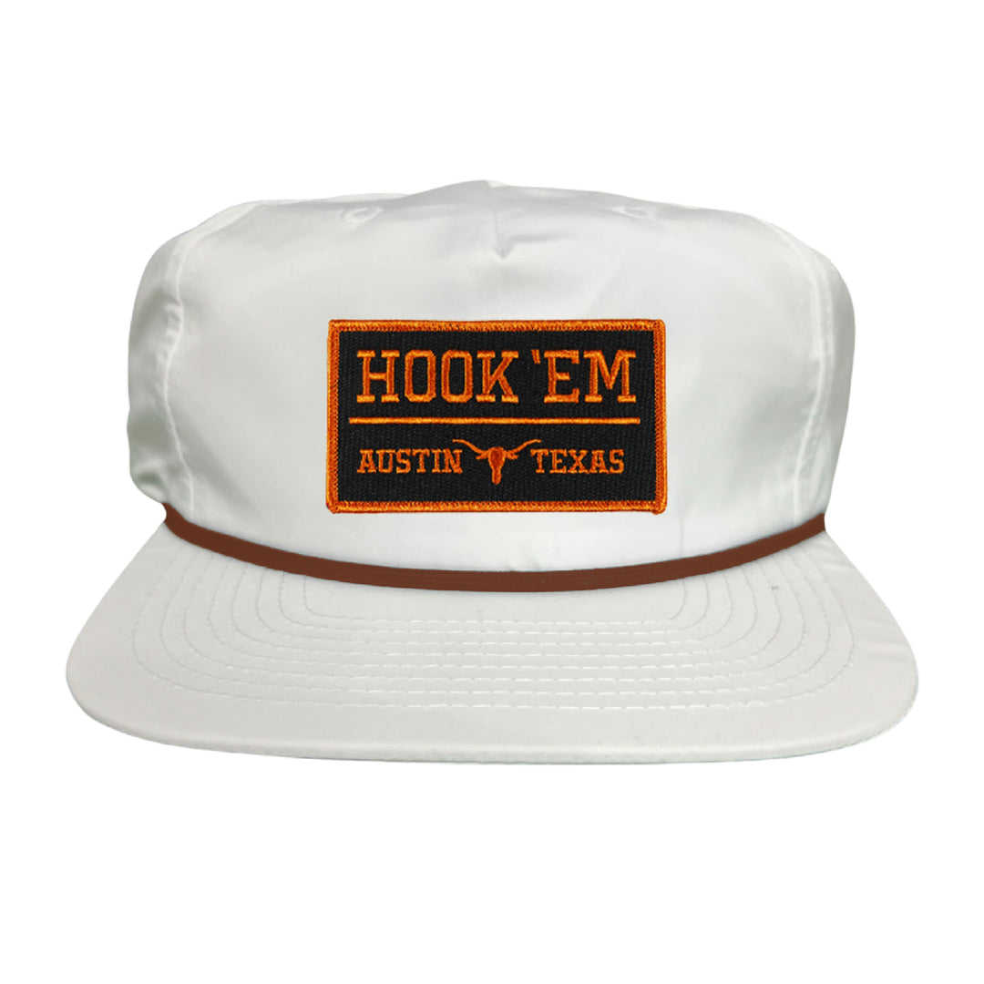 Texas Longhorns HOOK'EM Austin Texas Rectangle / Black - Burnt Orange Patch / Hats / 110 / UT9097b