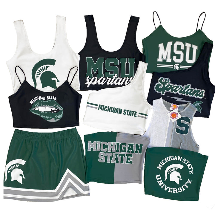 Michigan State Black Crop Tank Top
