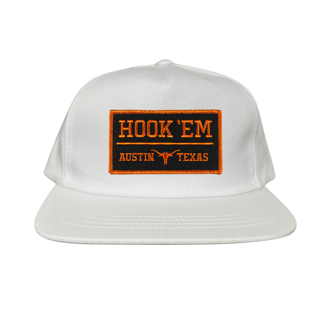 Texas Longhorns HOOK'EM Austin Texas Rectangle / Black - Burnt Orange Patch / Hats / 110 / UT9097b