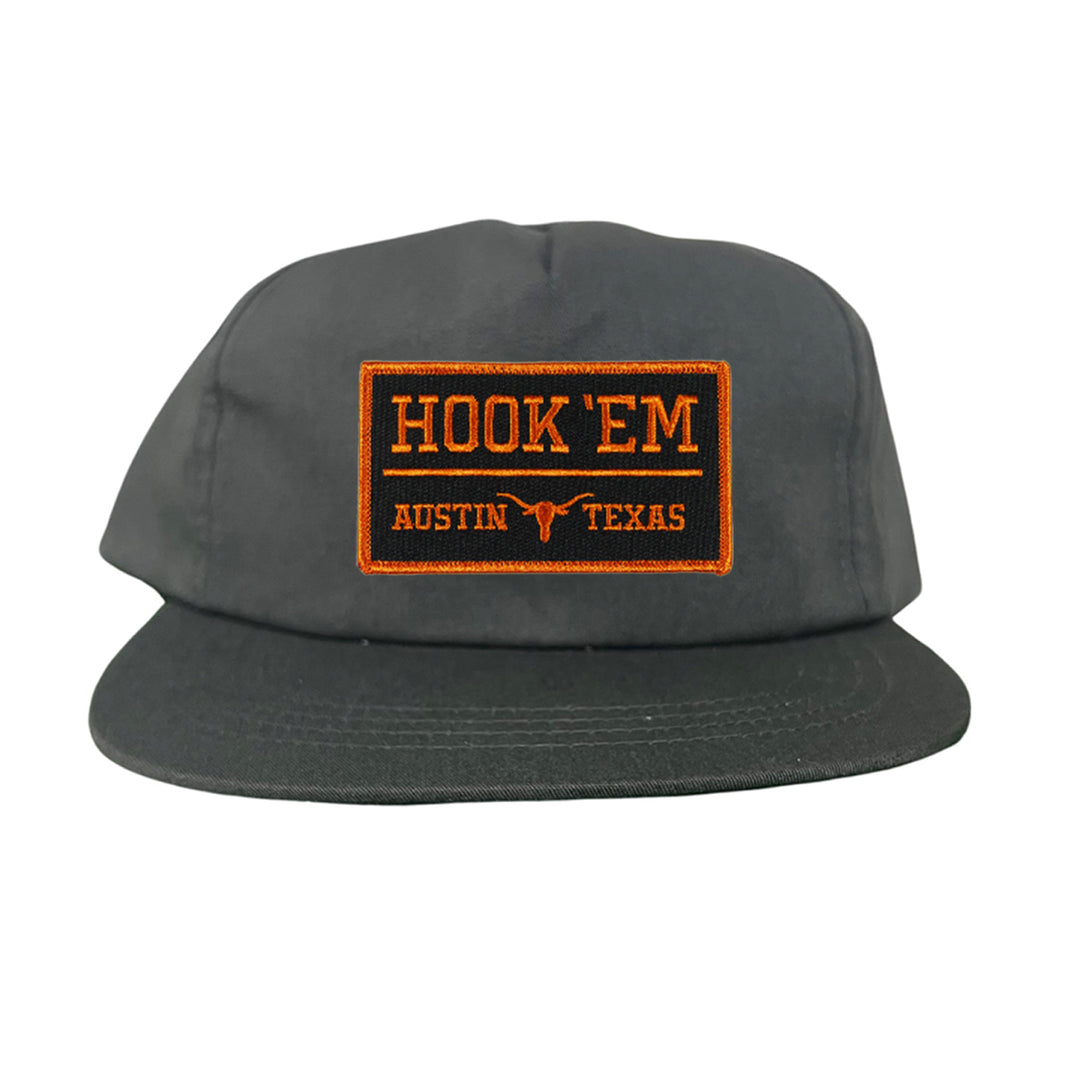 Texas Longhorns HOOK'EM Austin Texas Rectangle / Black - Burnt Orange Patch / Hats / 110 / UT9097b