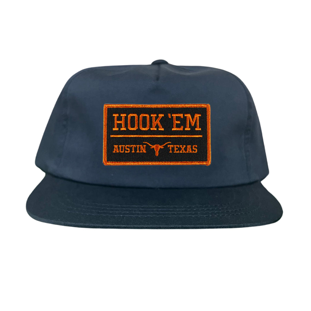 Texas Longhorns HOOK'EM Austin Texas Rectangle / Black - Burnt Orange Patch / Hats / 110 / UT9097b