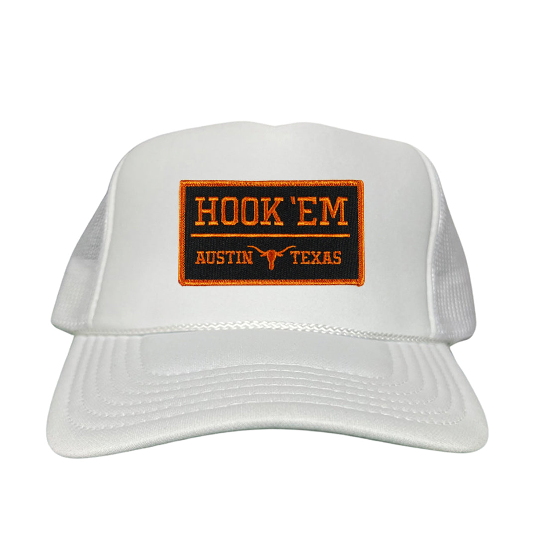 Texas Longhorns HOOK'EM Austin Texas Rectangle / Black - Burnt Orange Patch / Hats / 110 / UT9097b