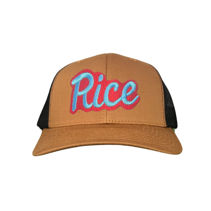 Rice Owls Rice Retro Script Embroidered Hats / Rice0045 / MM