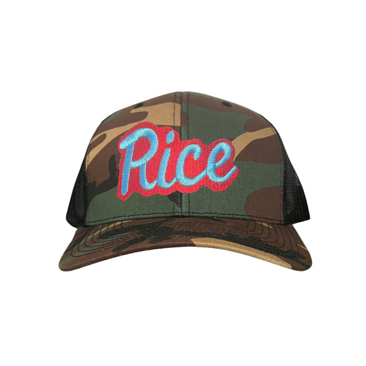 Rice Owls Rice Retro Script Embroidered Hats / Rice0045 / MM