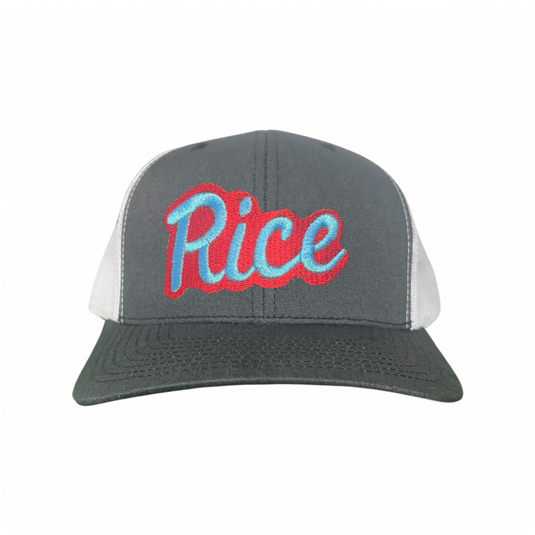 Rice Owls Rice Retro Script Embroidered Hats / Rice0045 / MM