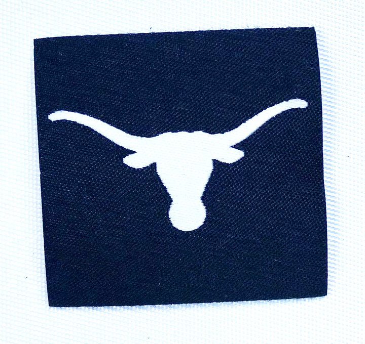 190 - black square white longhorn label