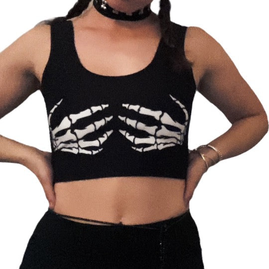 Skeleton Black Crop Tank Top