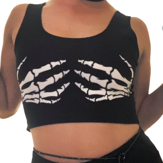 Skeleton Black Crop Tank Top