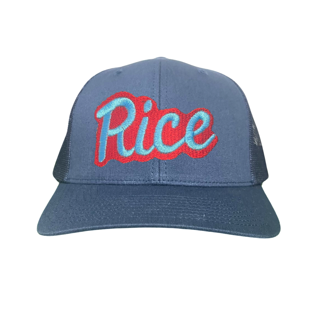 Rice Owls Rice Retro Script Embroidered Hats / Rice0045 / MM