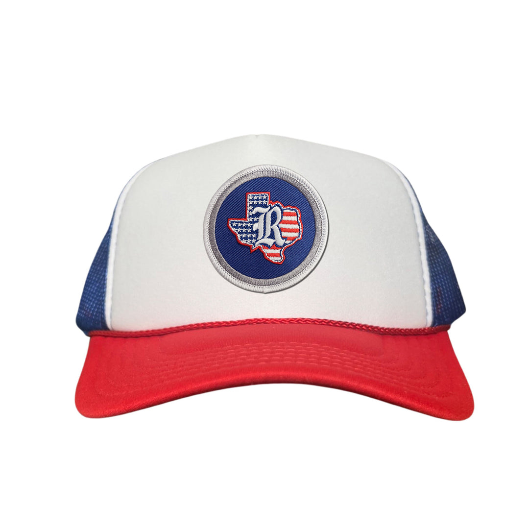 Rice University / State of Texas American Flag Circle Patch / Curved Bill Mesh Snapback / 165 / Rice001 / MM