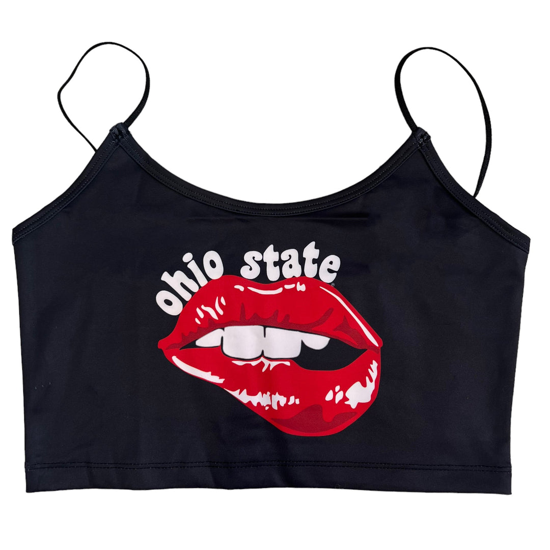 Ohio State OSU Buckeyes Lips Black Spaghetti Tank