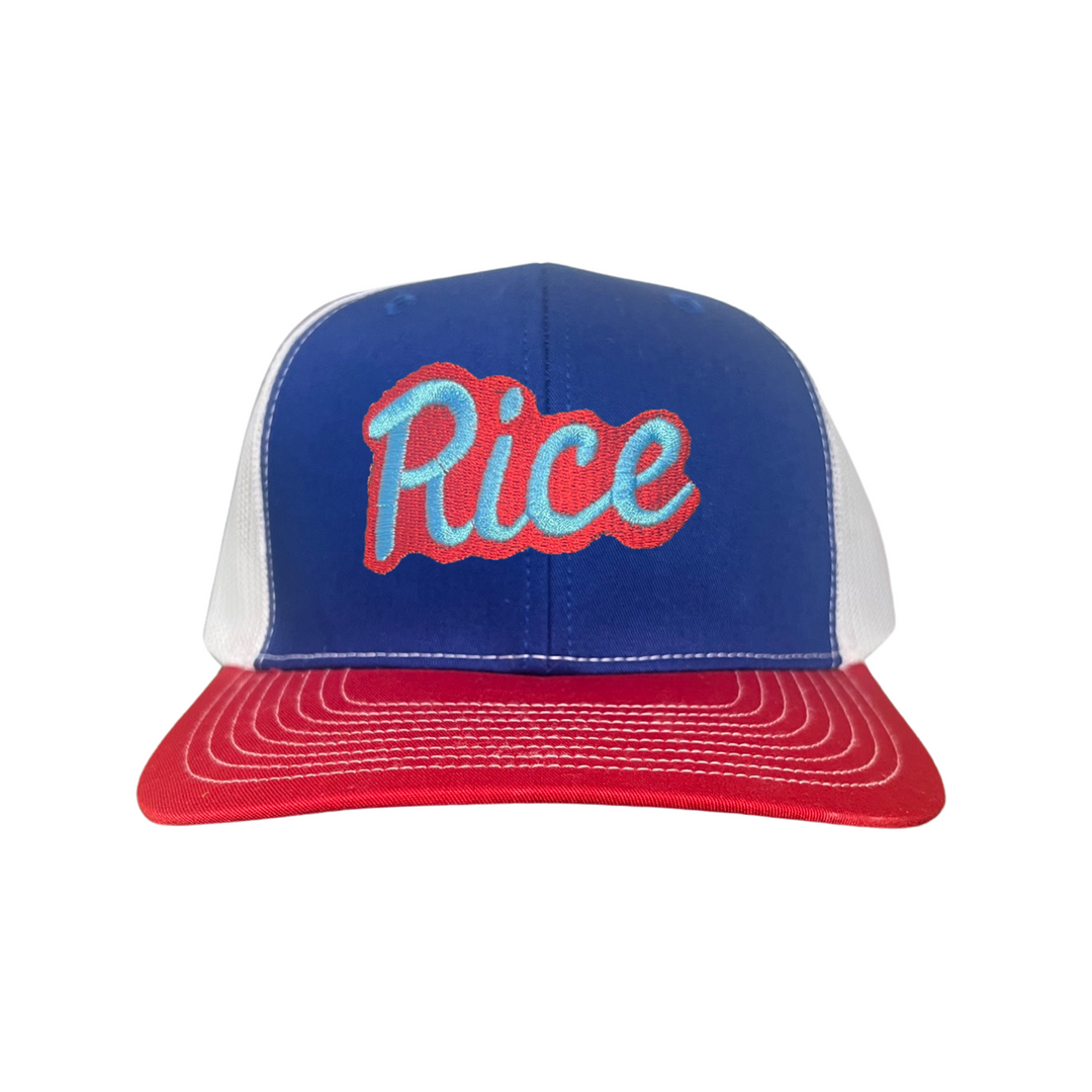 Rice Owls Rice Retro Script Embroidered Hats / Rice0045 / MM