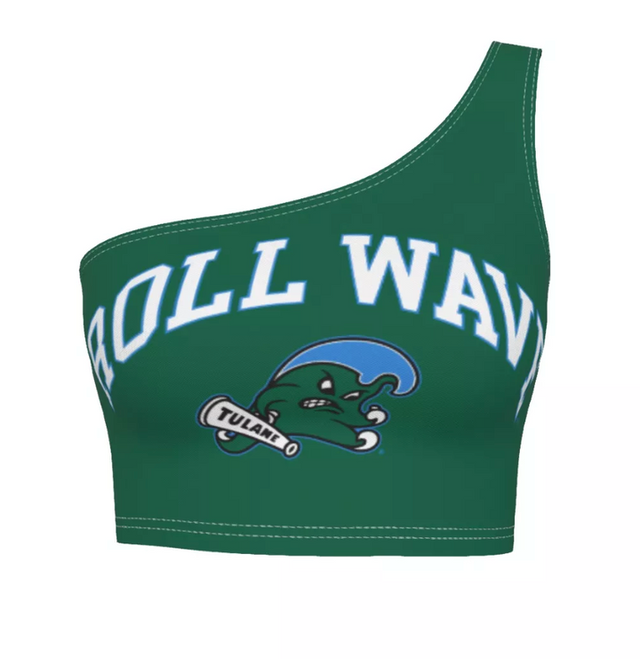 Tulane Green One Shoulder Top