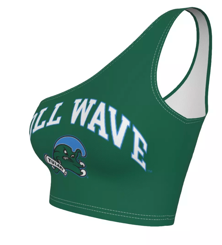 Tulane Green One Shoulder Top
