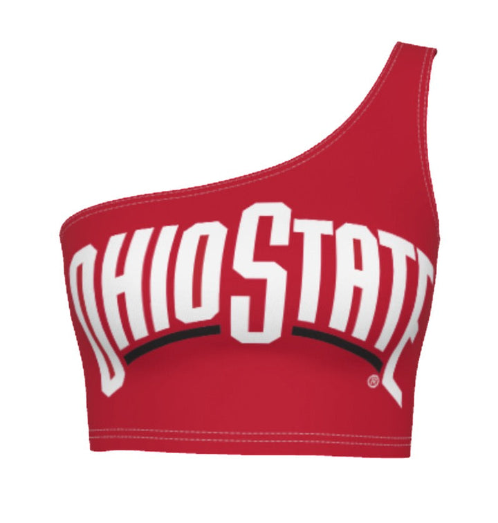 Ohio State OSU Buckeyes Red Shoulder Top