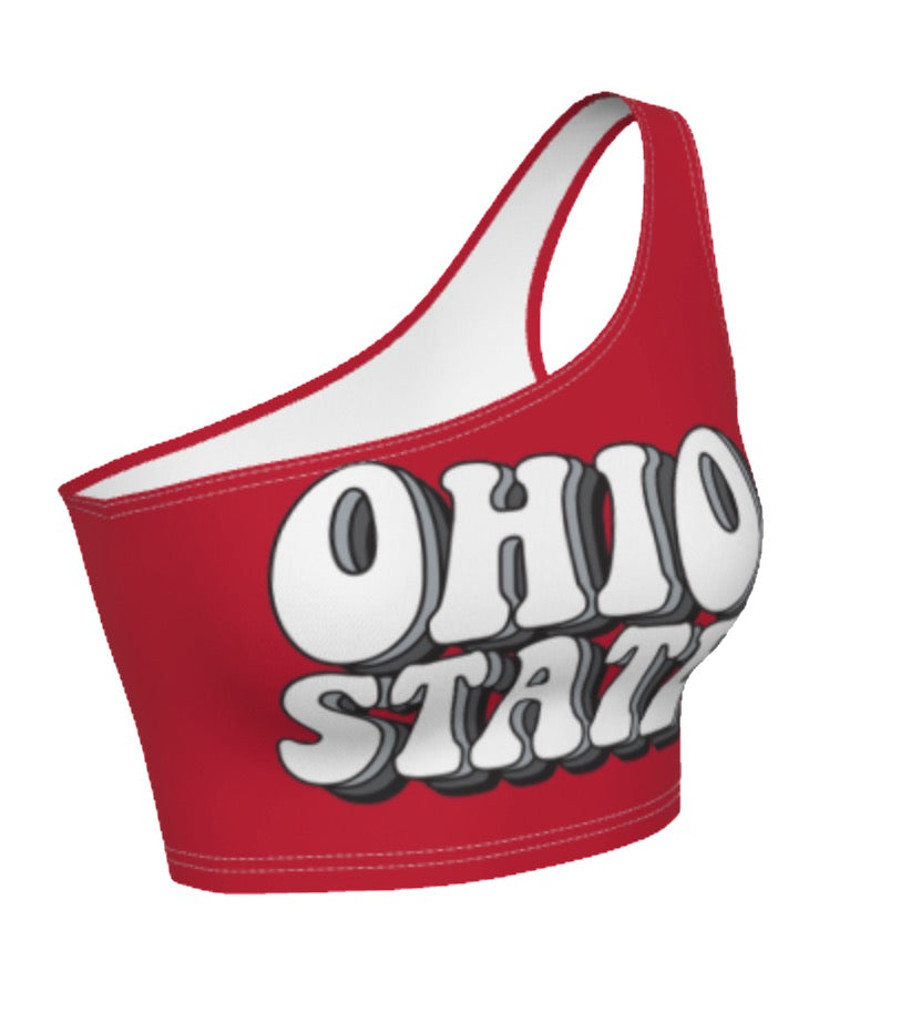 Ohio State OSU Buckeyes Retro Red Shoulder Top