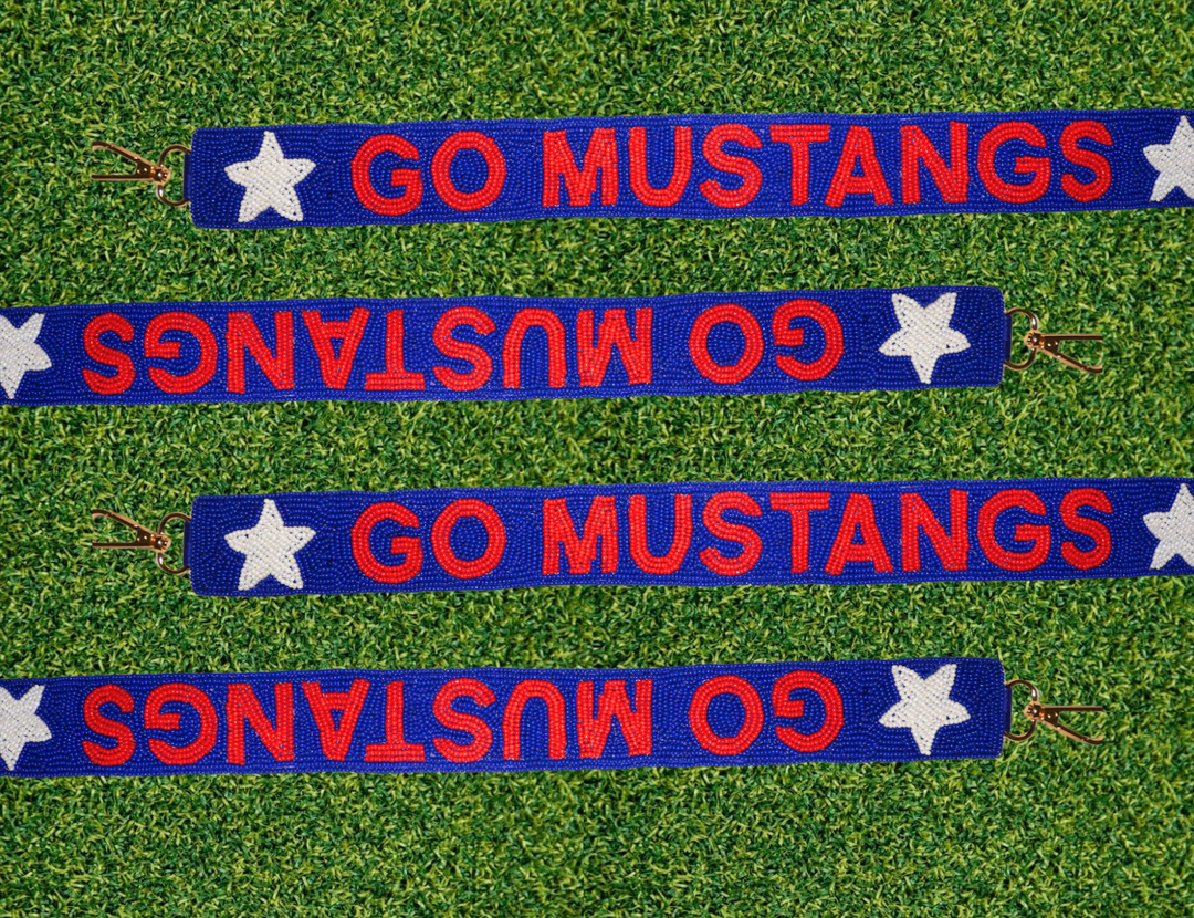 SMU Beaded Purse Strap | Go Mustangs Beaded Purse Strap