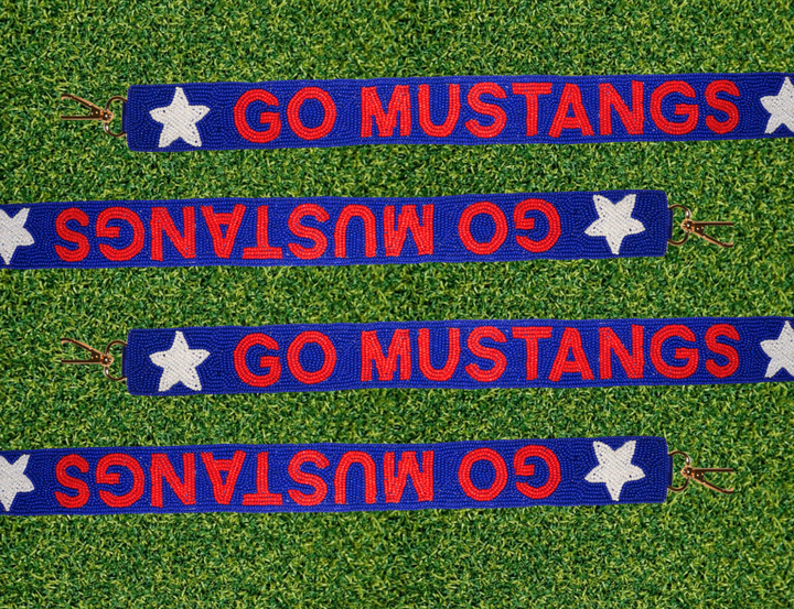 SMU Beaded Purse Strap | Go Mustangs Beaded Purse Strap