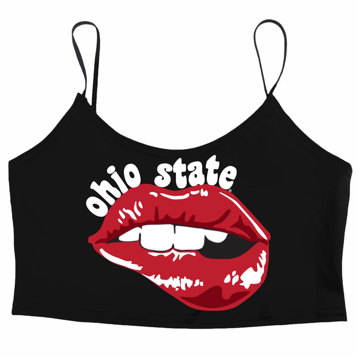 Ohio State OSU Buckeyes Lips Black Spaghetti Tank