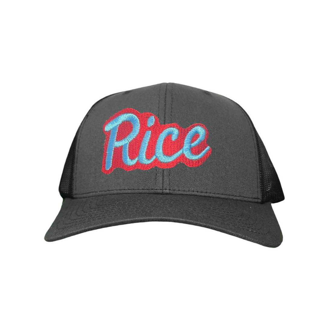 Rice Owls Rice Retro Script Embroidered Hats / Rice0045 / MM