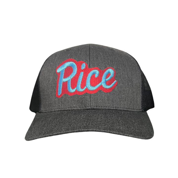 Rice Owls Rice Retro Script Embroidered Hats / Rice0045 / MM