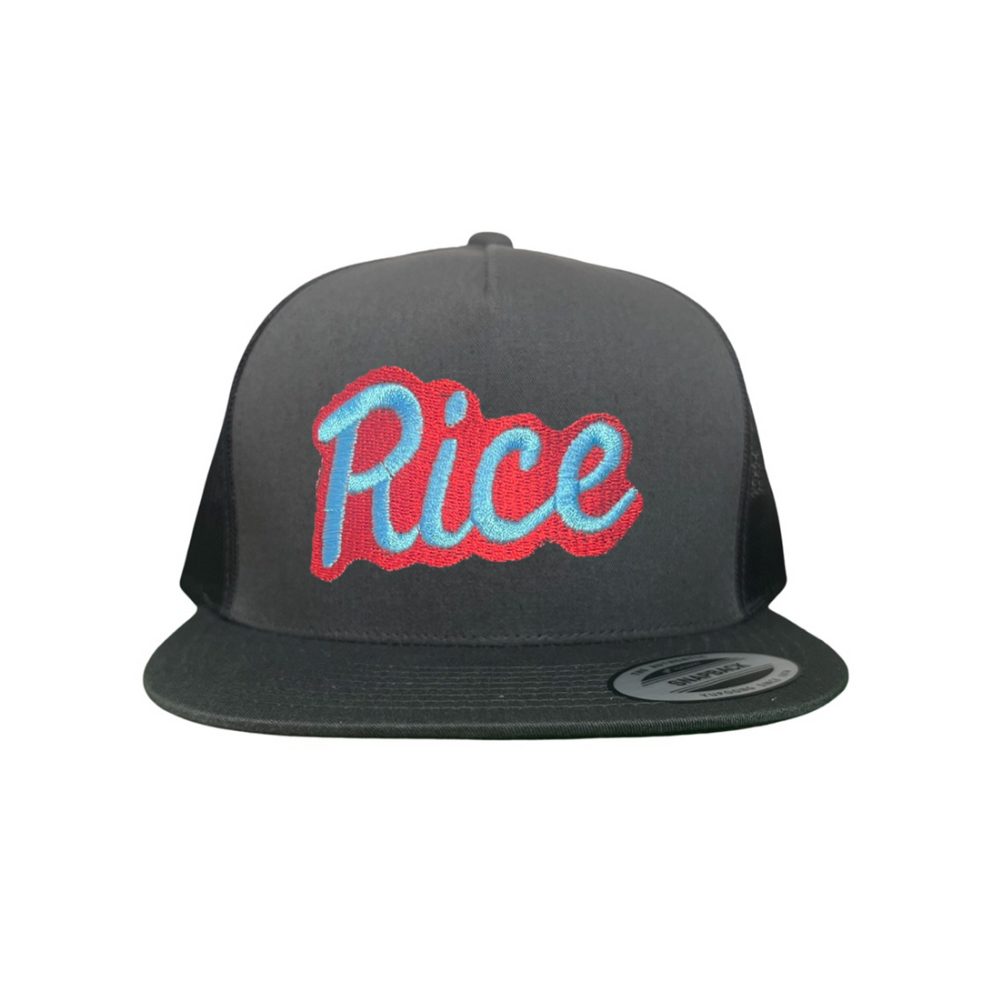 Rice Owls Rice Retro Script Embroidered Hats / Rice0045 / MM