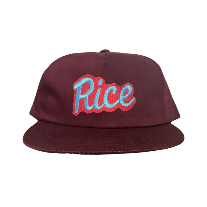 Rice Owls Rice Retro Script Embroidered Hats / Rice0045 / MM