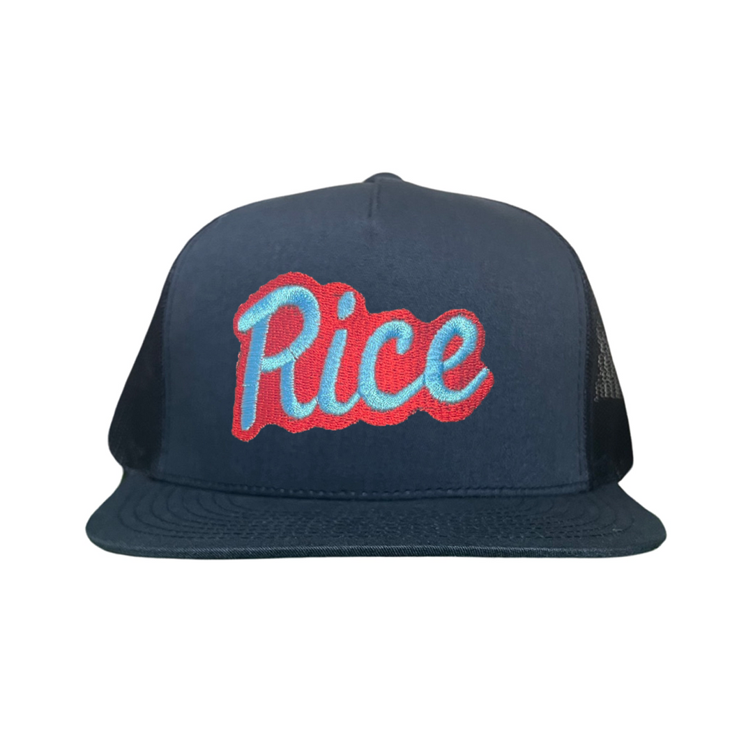 Rice Owls Rice Retro Script Embroidered Hats / Rice0045 / MM