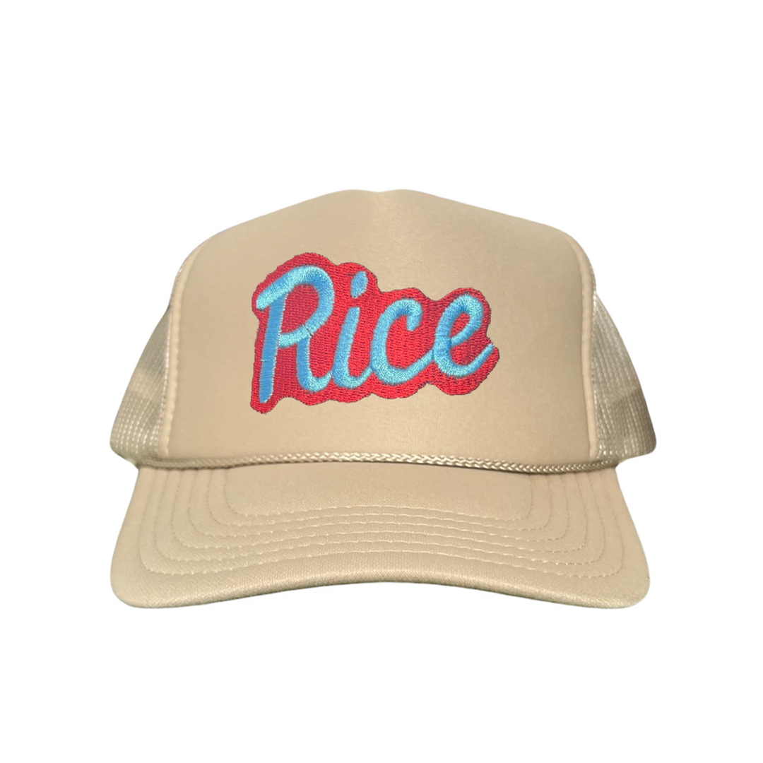 Rice Owls Rice Retro Script Embroidered Hats / Rice0045 / MM