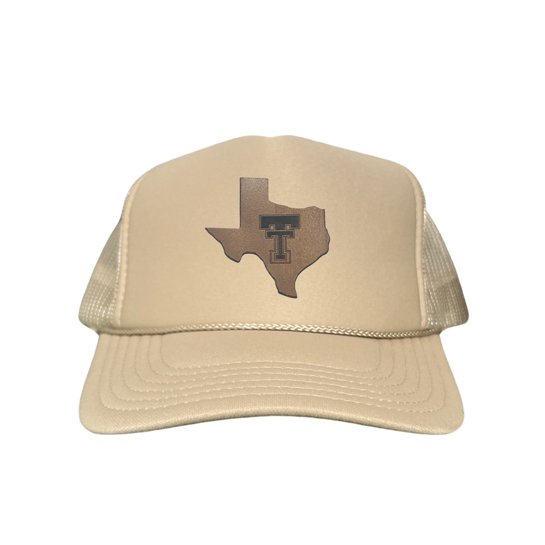 Texas Tech State of Texas Double TT Leather Patch / Hats / TXTECH030 / SB