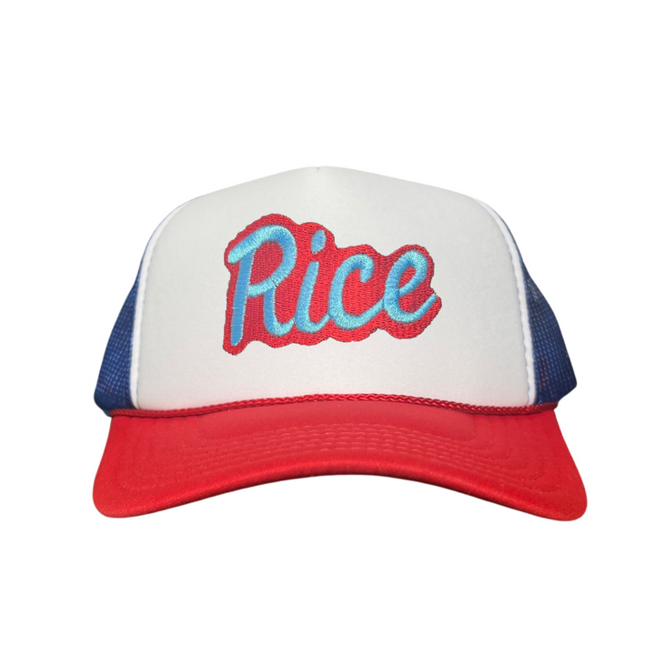 Rice Owls Rice Retro Script Embroidered Hats / Rice0045 / MM