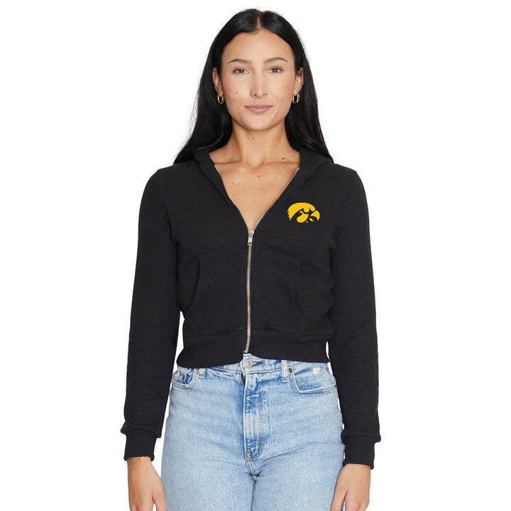 Iowa Hawkeyes Knit Waffle Knit Zip Up Hoodie