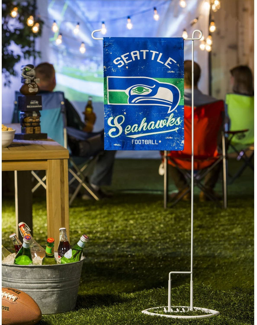 Seattle Seahawks Premium Garden Flag Banner, Double Sided, Retro Vintage Style, Linen, 13x18 Inch
